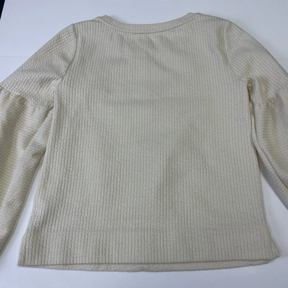 Anthropologie Bayleigh Cream Textured Balloon Sleeve Top XS Boho